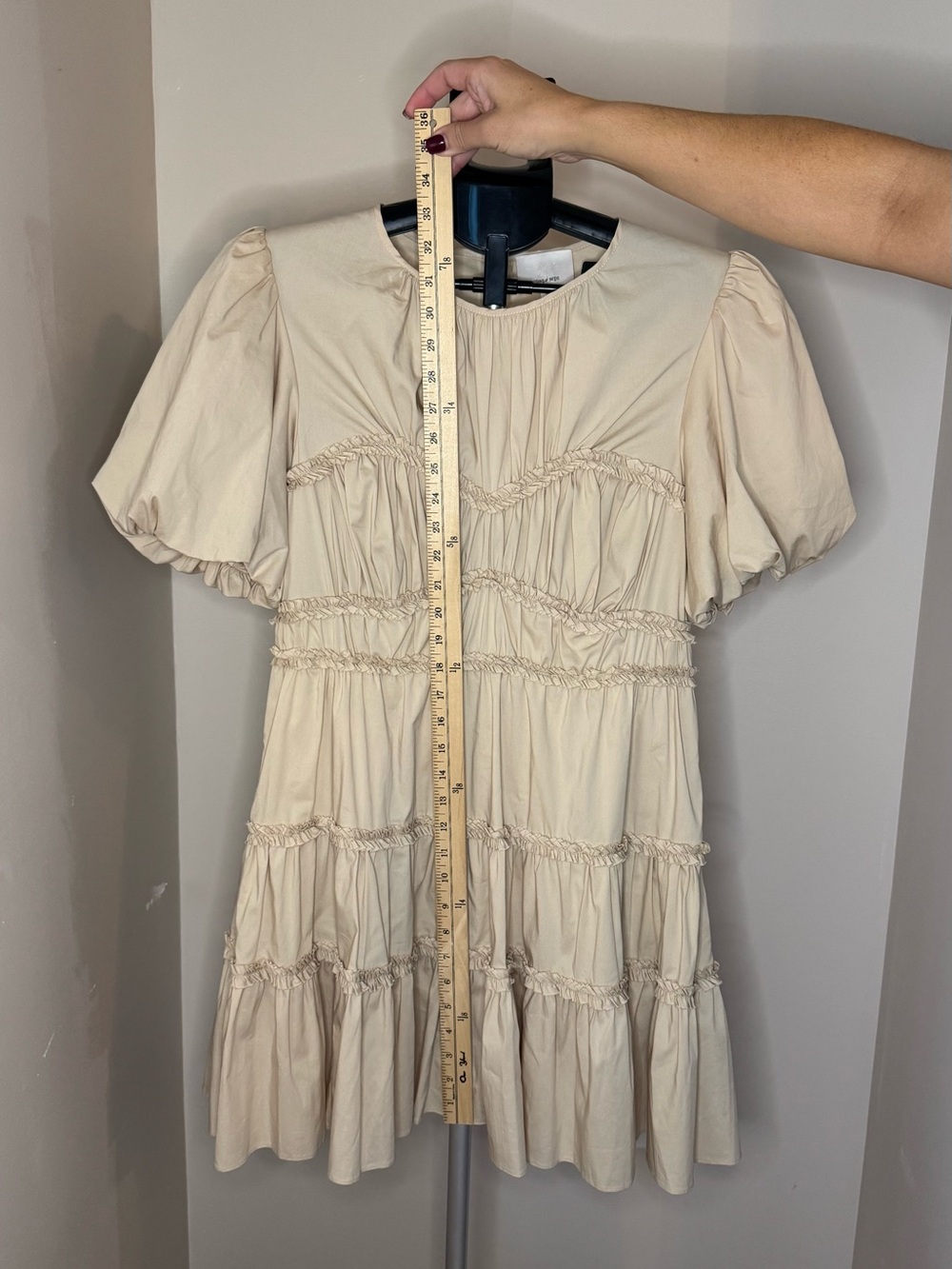 Cinq a Sept Women's Sirrina Puff Sleeve Cotton Blend Minidress Size 10 Blush - Picture 5 of 8